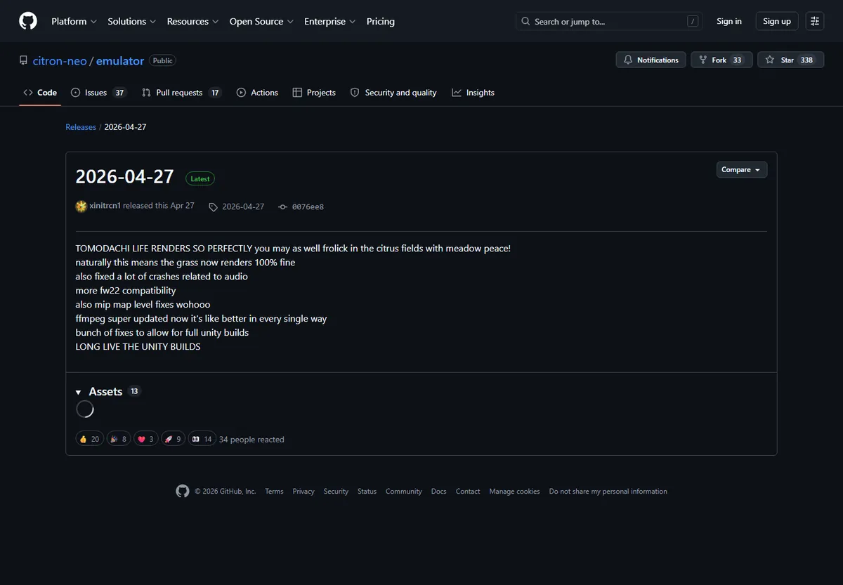 Citron公式GitHubの2026-04-27リリースページ